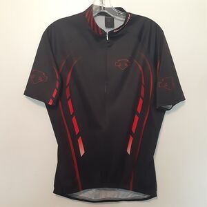 Cycling Jersey Descente H2Zero Black Red 1/2 Zip 3 Pockets On Back Mens Size M